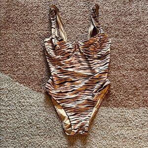 Faithfull the Brand M Tiger-Stripe One-Piece Swimsuit